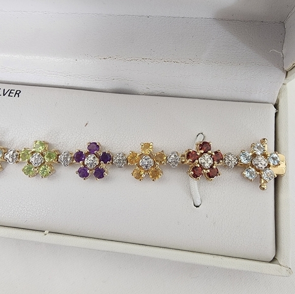 NIB 18kt Gold Over Sterling Silver Semi Precious Stone Braclet - Picture 3 of 7